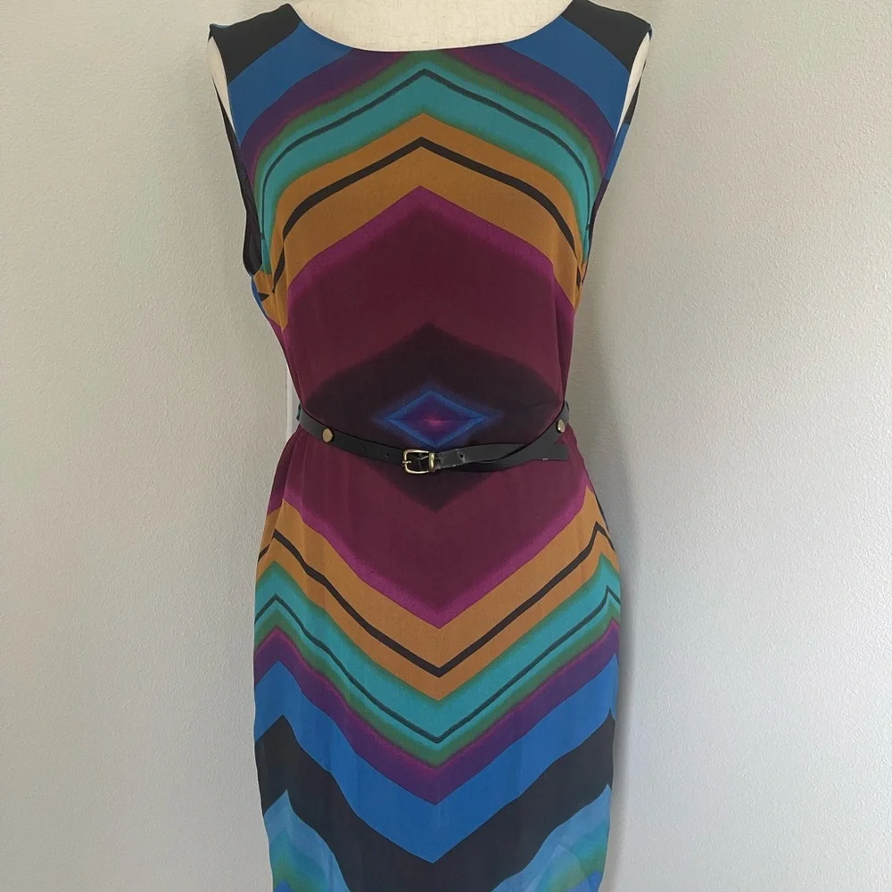 Multicolor Chevron Pattern Dress - Picture 1 of 7